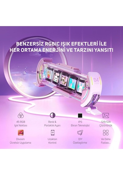 Divoom Times Gate Pixel Art Bilgilendirici Ekran, Wıfı 5 Adet 128 128 Ips Ekran, Led Dijital Saat Işıkları Oyun Oda Diğer