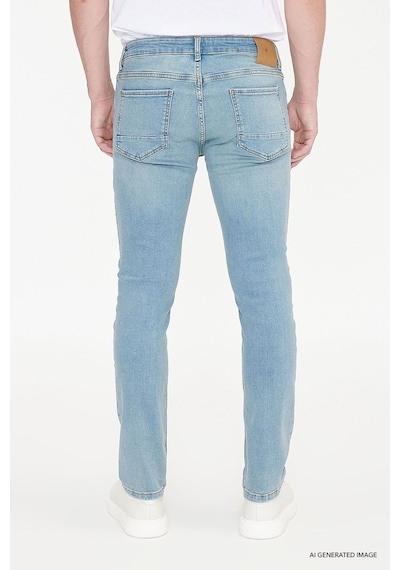 AC&Co / Altınyıldız Classics Ekstra Slim Fit Dar Kesim Pamuklu Riss Erkek Jean Kot Pantolon - Petrol Mavisi