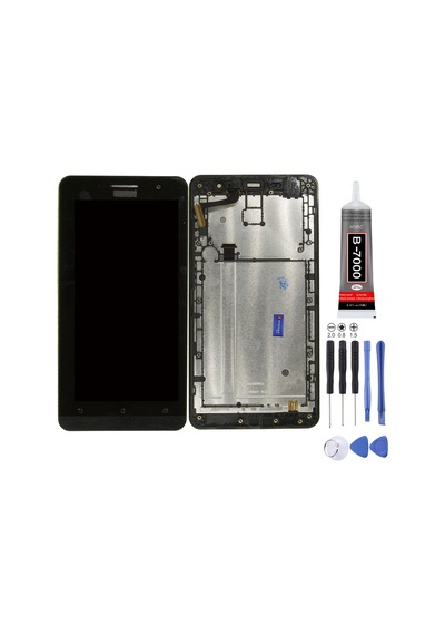 Asus Zenfone 6 Uyumlu Lcd Ekran Çıtalı Siyah + Montaj Kiti