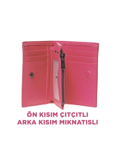 Grande Gerçek Deri Unisex Cüzdan Hakiki Deri Küçük Boy Fuşya