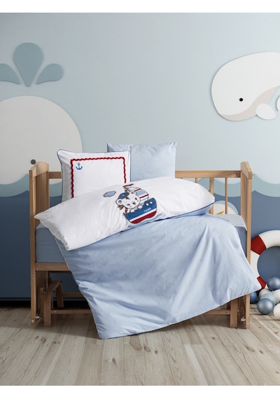 Cotton Box Punch Nakışlı Bebek Nevresim Takımı Miniyo Mavi