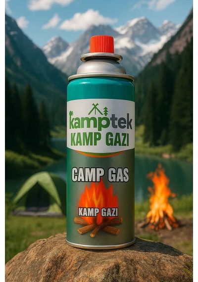 Kamptek Strong Kamp Ocak Gazı Valfli Pürmüz Kartuşu 3 Adet Kamp Gazı 1 Adet Ocak Set Haki