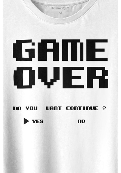 Game Over Atari Retro Pixel Oyun Baskılı Tişört Unisex T-shirt 001