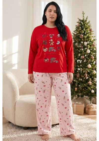 Siyah İnci Pamuklu Likralı Büyük Beden Battal Boy Örme Pijama Takım 26240880 Kırmızı Siyah İnci Pamuklu Likralı Büyük Beden Battal Boy Örme Pijama Takım 26240880 Kırmızı