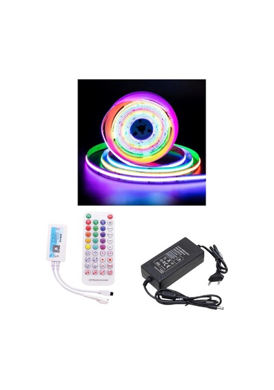 10 Metre 12 Volt 12 Mm İç Mekan 432 Ledli Argb Pixel Cob Led Sp611e Bluetoothlu Sese Duyarlı Çift Çı