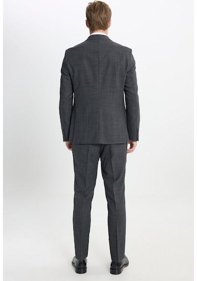 Ac&co Erkek Antrasıt Taşınabilir Torbalı Slim Fit Mono Yaka Desenli Takım Elbise Antrasit