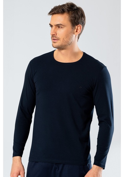 Cacharel 1333 Erkek O Yaka Uzun Kollu T-shirt - Lacivert Lacivert