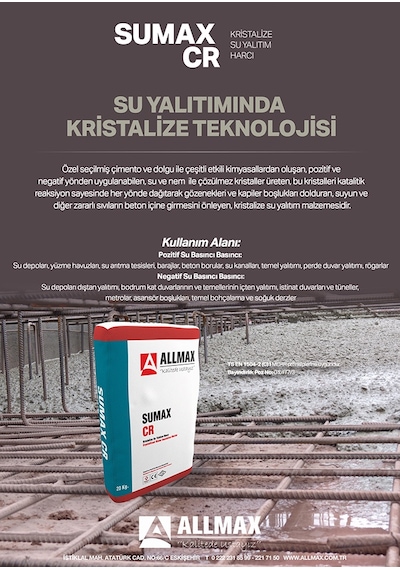 Allmax Sumax Cr Kristalize Su Yalıtım Harcı 20 KG Allmax Sumax Cr Kristalize Su Yalıtım Harcı 20 KG