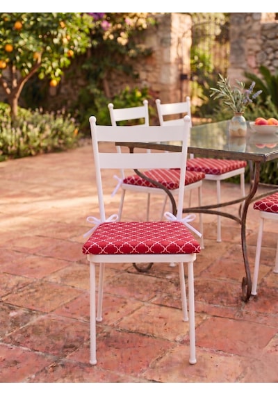 6 Adet 40x40 Cm Kırmızı Bağcıklı Sandalye Minderi Pamuk Polyester Kumaş Mutfak Ve Bahçe Minder