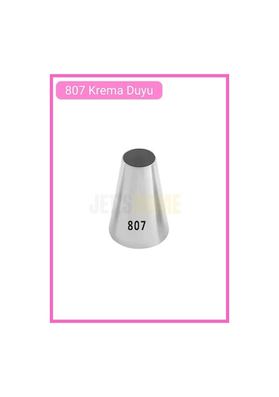807 Yuvarlak Desen Krema Duyu Büyük Boy Pasta Duyu Paslanmaz Çelik Krema Torbası Ucu 3.5x1.6x5.2 Cm Metalik Gri
