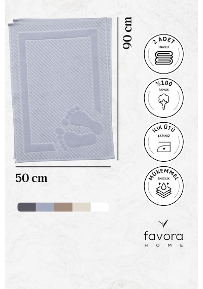 Leoline %100 Pamuk Premium 2'li Ayak Havlusu - Gri Gri