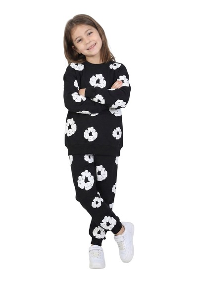 Erdem Kıds Kız - Erkek Çocuk Ünisex Papatya Kabartma Baskılı Pijama Takımı İki İplik Eşofman Takımı İkili Takım Siyah Siyah Erdem Kıds Kız - Erkek Çocuk Ünisex Papatya Kabartma Baskılı Pijama Takımı İki İplik Eşofman Takımı İkili Takım Siyah Siyah