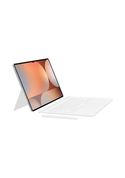 Samsung Uyumlu Galaxy Tab S10/S9 Ultra Klavyeli Mousepadli Kılıf Beyaz