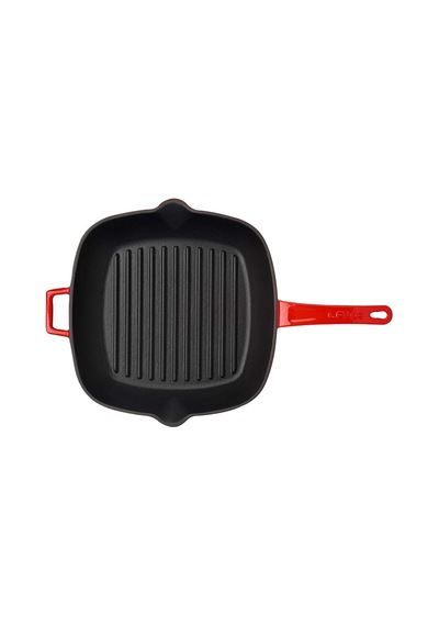 Lava Metal Döküm Izgara Tava, Metal Saplı, 26x26 Cm, Kırmızı Diğer