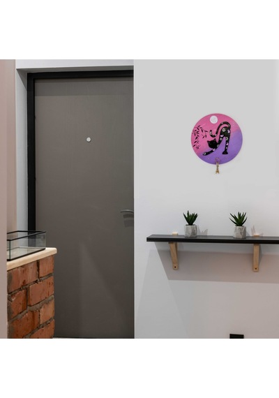 Pembe Kedi Duvar Anahtar Askısı Pembe