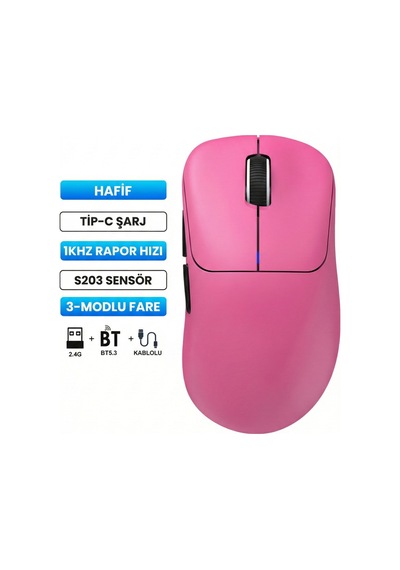 T700 Makrolu Kablosuz Oyuncu Mouse- 3 Modlu Kullanım-500 Mah Batarya Diğer