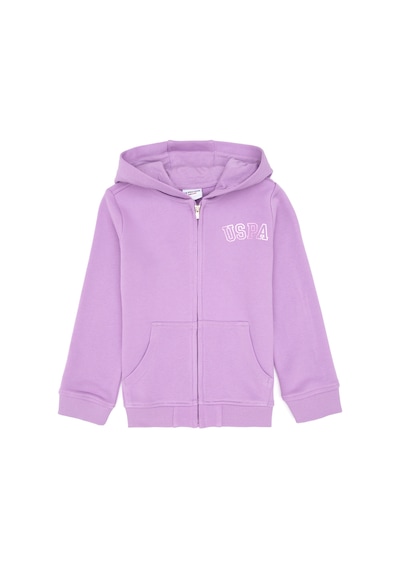 U.S. Polo Assn. Kız Çocuk Lila Kapüşonlu Fermuarlı Basic Sweatshirt 50316837-VR034 U.S. Polo Assn. Kız Çocuk Lila Kapüşonlu Fermuarlı Basic Sweatshirt 50316837-VR034