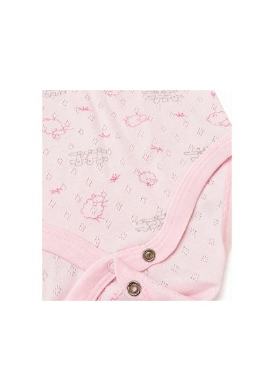 H&c Coolboy H&c Bebek Kolsuz Çıtçıtlı Body Zıbın %100 Pamuk Jakarlı Kuzu Desenli Pembe Kuzulu