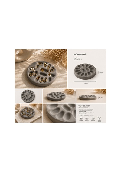 Çok Bölmeli Takı Organizeri Yüzük, Küpe Ve Aksesuar Düzenleyici Minimal Stand Gri - 901722365 Gri - 901722365