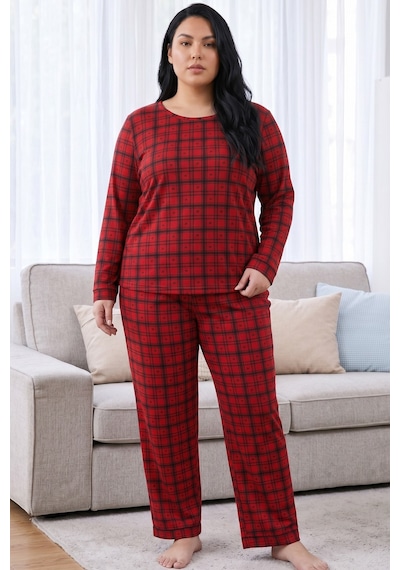 Siyah İnci Desenli Termal Kumaşlı Ultra Soft Yumuşak Büyük Beden Battal Boy Örme Pijama Takımı 26226715 Kırmızı Siyah İnci Desenli Termal Kumaşlı Ultra Soft Yumuşak Büyük Beden Battal Boy Örme Pijama Takımı 26226715 Kırmızı