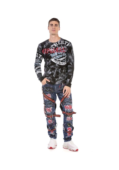 Cipo & Baxx CL453 3 Boyutlu Siyah Erkek Sweatshirt Siyah
