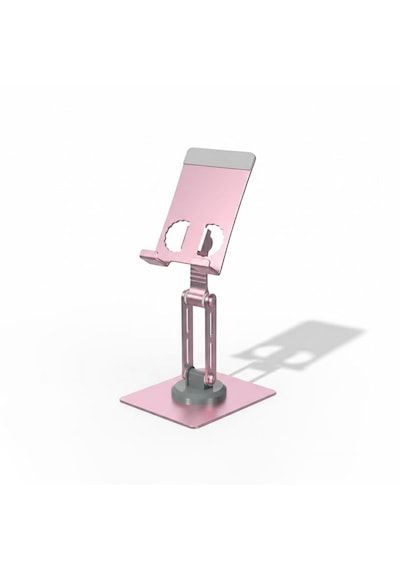 Microcase 360 Döner Başlıklı Alüminyum Katlanabilir Masaüstü Telefon Standı Al5414 Pembe