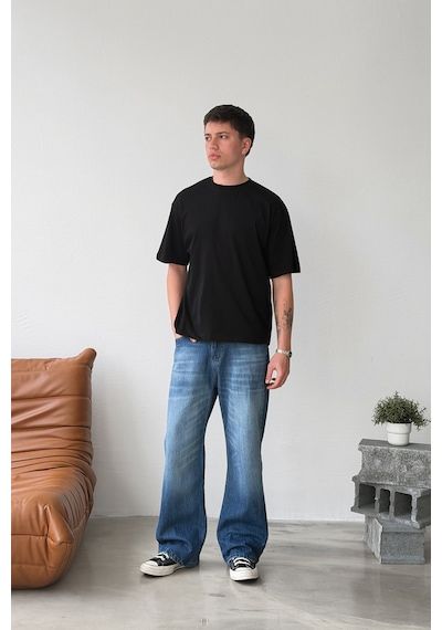 Flaw Oversize 3'lü Basic Tişört-29980 Siyah