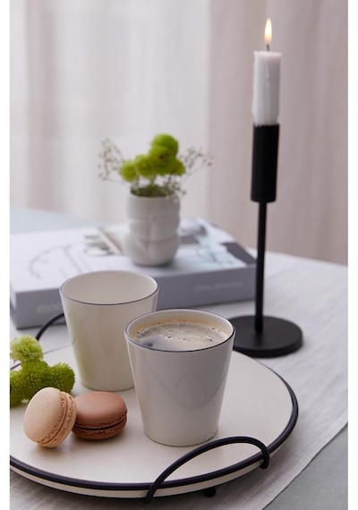 Porselen Ekin 2 Parça Mug Bardak, Siyah Fileli 6998