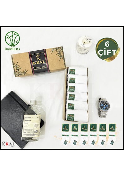 Kral Socks Erkek Çorap 6 Çift Dikişsiz Yazlık Bambu Kısa Patik Set Hediye K