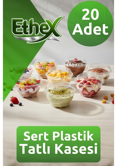 20 Li Plastik Yuvarlak Kase Kapaklı 330 Cc Kristal Tatlı Karaman Kasesi - 832484792