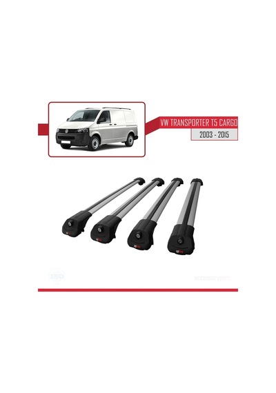 Volkswagen Transporter T5 2003-2015 Arası İle Uyumlu Ace-1 Ara Atkı Tavan Barı Gri 4 Adet Bar