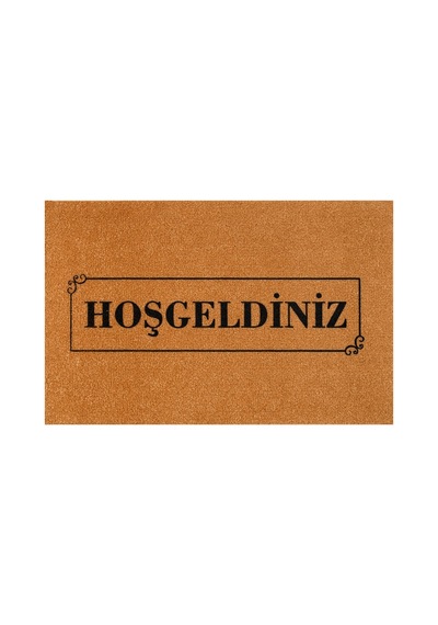 Coco Cc022a Hoşgeldiniz Desenli Kalın Kaymaz Taban Nem Alıcı Şık Tasarım Kapı Önü Paspası 45x75 Cm Bej