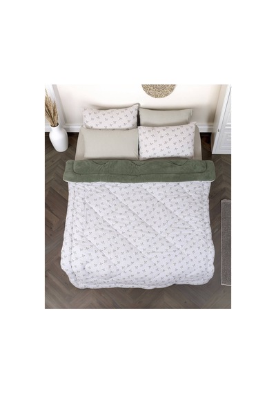 Welsoft Çift Kişilik Yorgan 195x215 Cm Çift Taraflı Ultra Yumuşak Silikon Dolgulu Yeşil Yeşil