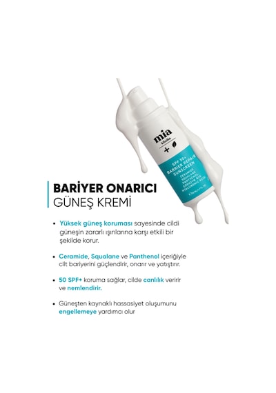 Mia Klinika Bariyer Güçlendirici Nemlendirici Güneş Kremi SPF50+ 50 ML