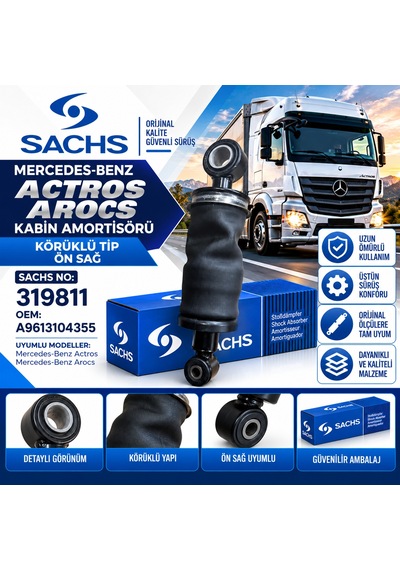 Mercedes Actros Arocs Ön Sağ Körüklü Kabin Amortisörü Sachs 319811 A9613104355
