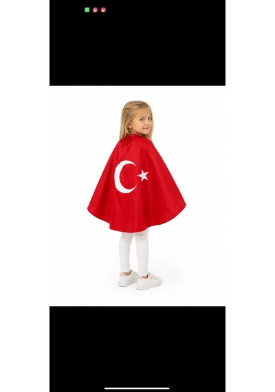Trendmirend 23 Nisan Ve 29 Ekim İçin Saten Ay Yılsız Baskılın Bagcıklı Baskılı Pelerin Kırmızı