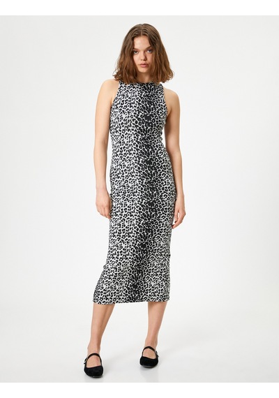 Koton Leopar Desenli Midi Elbise Kolsuz Slim Fit Yırtmaç Detaylı Siyah Desenli 4sal80259ık Siyah Koton Leopar Desenli Midi Elbise Kolsuz Slim Fit Yırtmaç Detaylı Siyah Desenli 4sal80259ık Siyah
