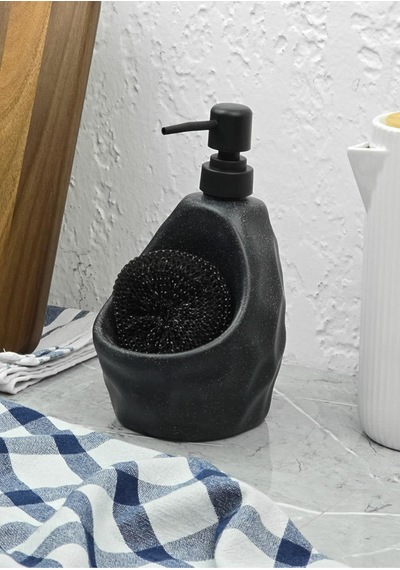 Taş Desenli Sıvı Sabunluk - Sünger Hazneli Mutfak Sabunluğu - 700 Ml - Çakıl Desen -