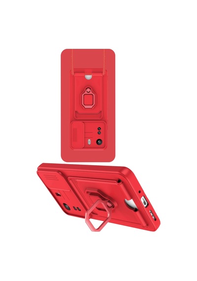 Uryport Xiaomi Redmi 13c Kılıf Zuma Kartvizitli Yüzüklü Silikon - Kırmızı