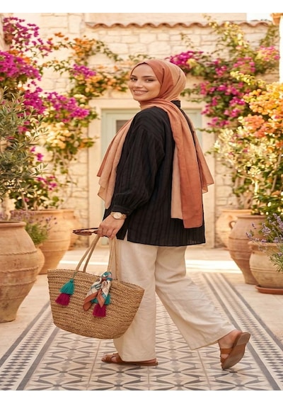 Mirve Butik Balon Kol Gömlek SİYAH