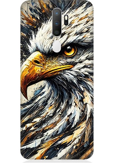 Oppo A5 2020 Uyumlu Detaylı Kartal Bakışı Desenli Silikon Kılıf Çok Renkli