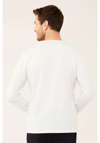 Erkek Beyaz Uzun Kollu T-shirt 18467 Beyaz