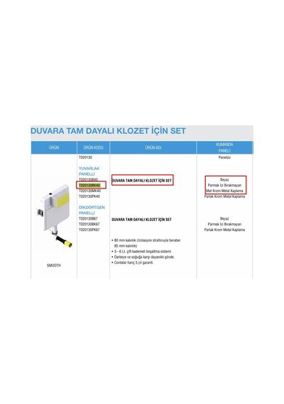 Serel Duvara Dayalı Gömme Rezervuar Seti - T020130bk40 Diğer