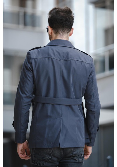 Oksit Lusaka Su İtici Slim Fit Kemer Detaylı Trençkot Fume