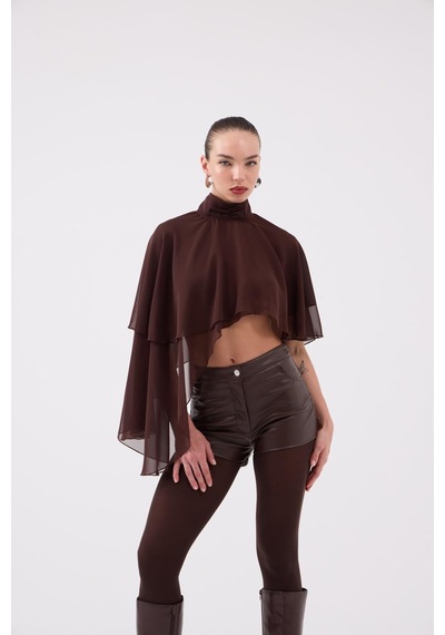 Holly Lolly Pelerin Model Bena Bluz Kahve