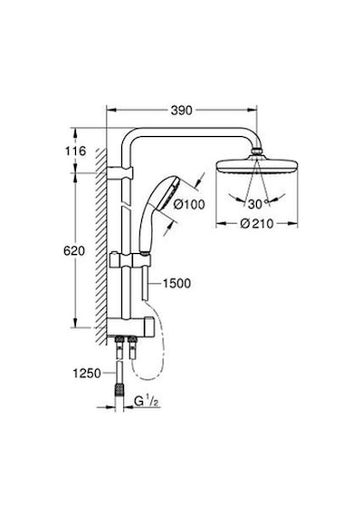 Grohe New Tempesta Duş Sistemi Duvar Bağlantılı 26381001 Krom