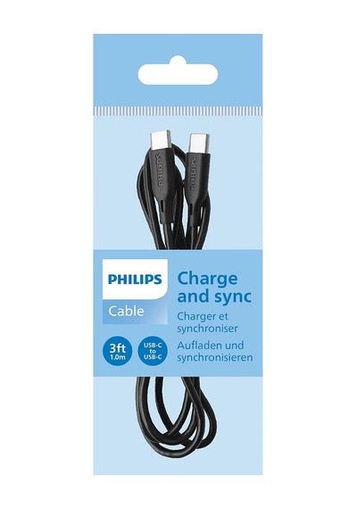 Philips Dlc3532c/00 Usb-c To Usb-c Hızlı Şarj Kablosu, 1 Metre, Siyah