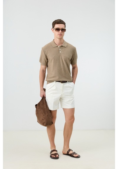 Antioch Dokulu Polo Yaka Triko Erkek T-shirt Bej