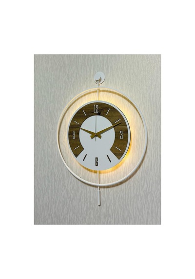 Pey Aksesuar 50x70 Cm Metal Ahşap Ve Işığın Muhteşem Uyumu Duvar Saati Dekoratif Ahşap-m54-beyaz-beyaz-keçe-keçe