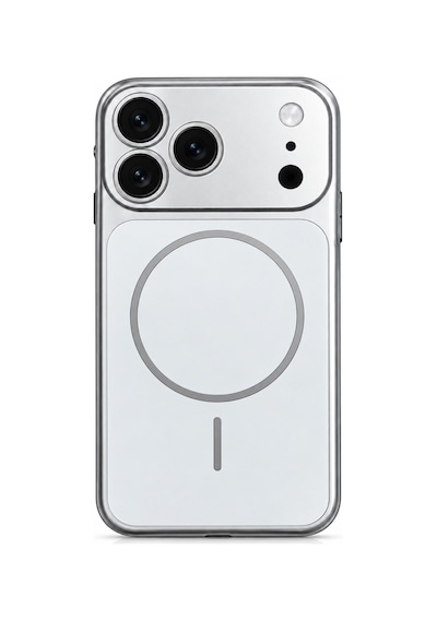 İphone 13 İçin İphone 18 Pro Görünümlü Uyumlu Kılıf Kablosuz Şarj Destekli Kamera Lens Korumalı Şık Metal Görünümlü Dayanıklı Arka Kapak Tasarımı H0x2 Gümüş
